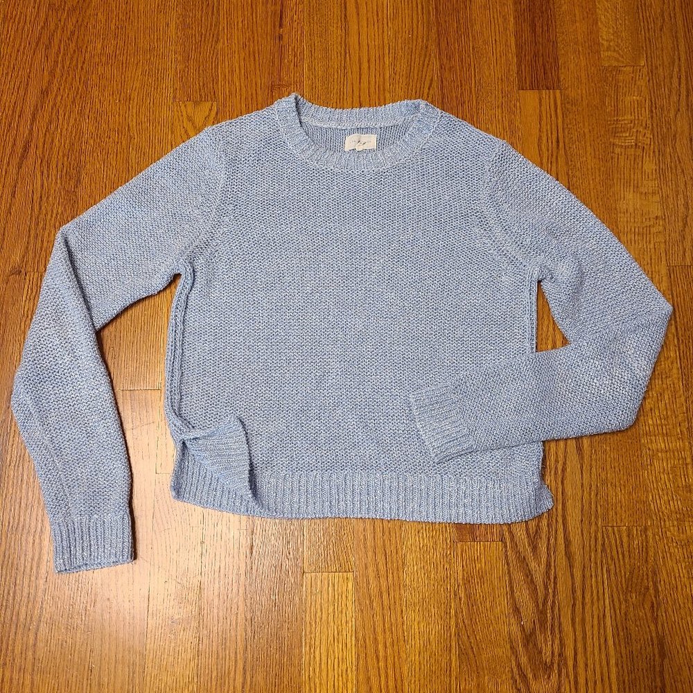 Lou & Grey Sweater Women's Medium Pullover Baby Blue Chunky Knit Scoop Neck